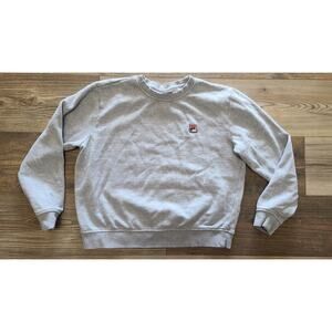 FILA Crew Neck Sweatshirt Large Crop Retro Boxy Pullover Fit Logo Streetwear